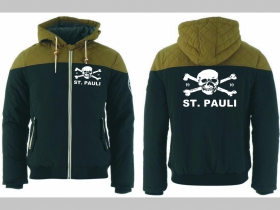 St. Pauli zimná pánska bunda zateplená čierno-olivová s kapucňou